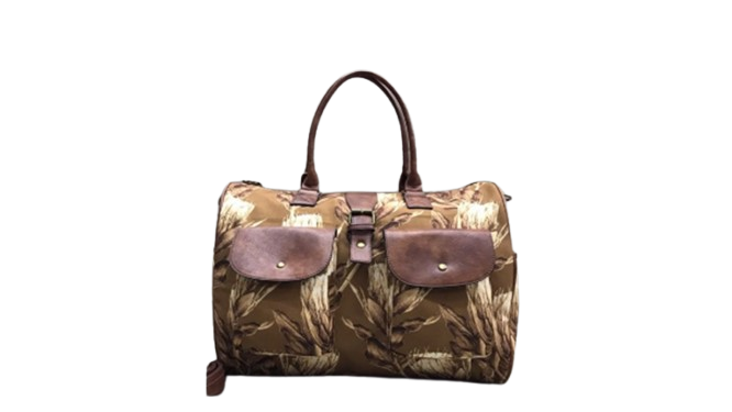 Vivace Double Pocket Printed Weekender Bag Brown